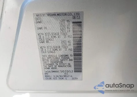 2014 Infiniti Qx60 z USA, uszkodzony, nr VIN 5N1AL0MN6EC507052